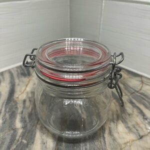 Vintage Arc France  1/2L Clear Glass Canister Wire Bale Farm House Decor